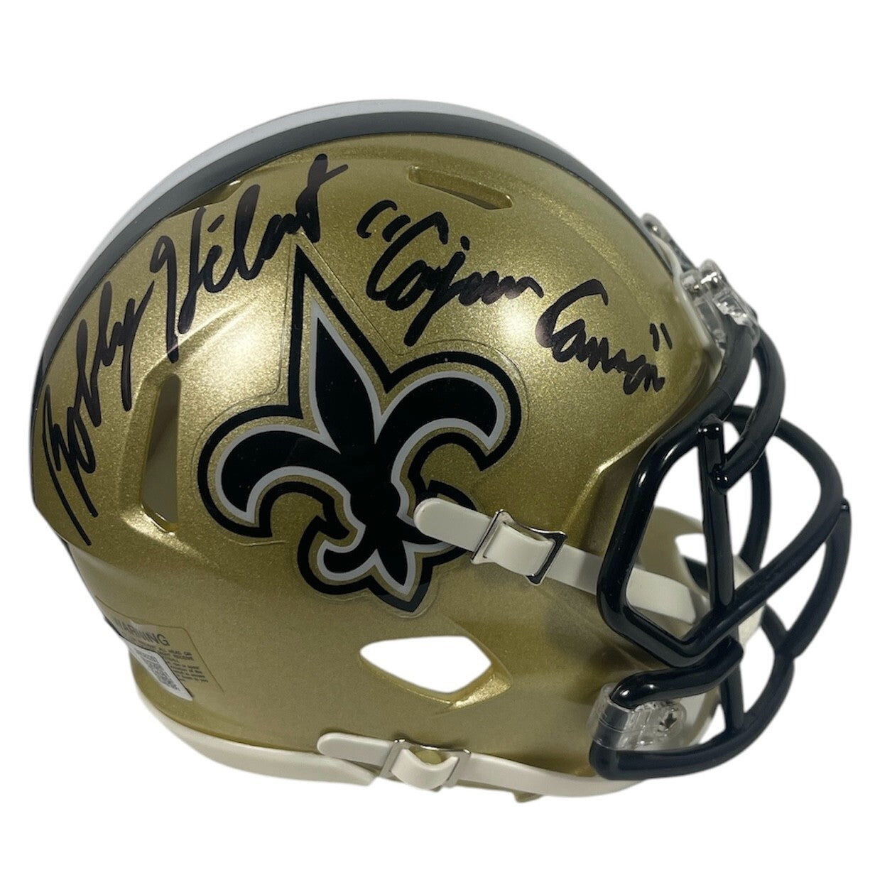 Bobby Hebert New Orleans Saints Signed Speed Mini Helmet "Cajun Cannon" BAS