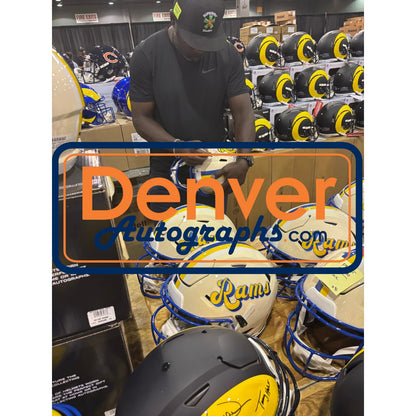 Kurt Warner, Torry Holt, Marshall Faulk, & Isaac Bruce Signed Rams Retro Helmet