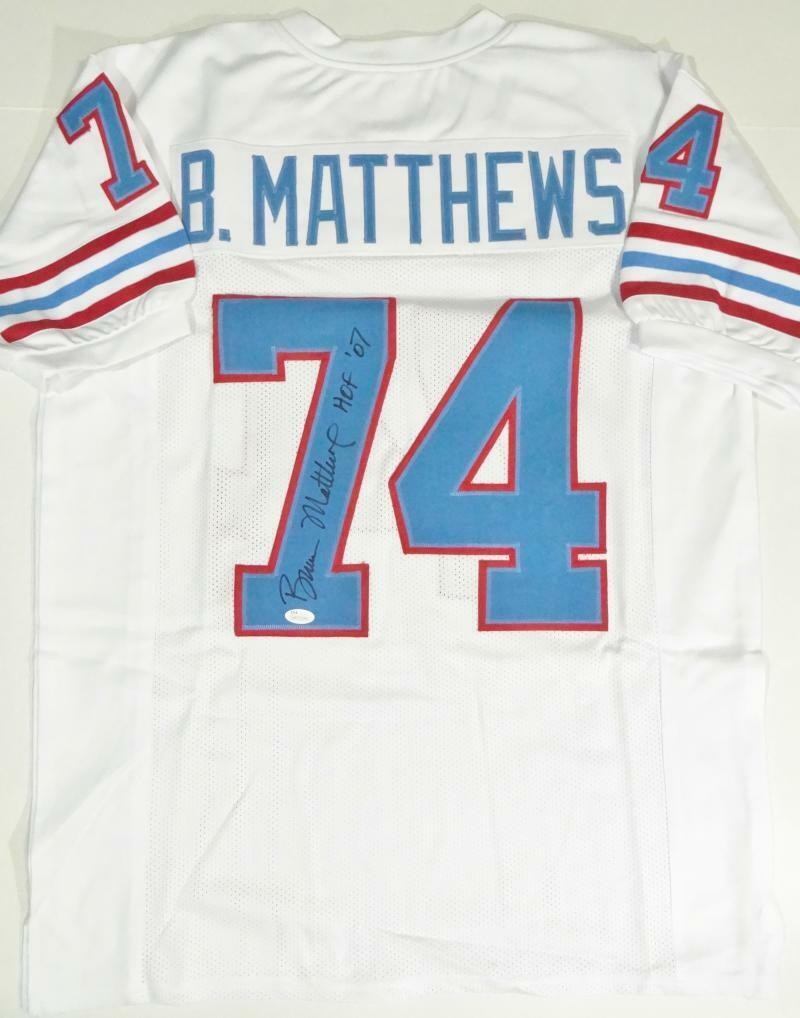 Bruce Matthews Signed White Custom Jersey (HOF)