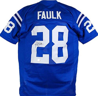 Marshall Faulk Autographed Blue Custom Football Jersey