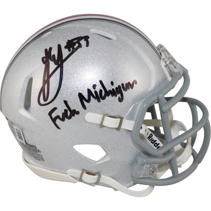 Jack Sawyer Signed Ohio State Buckeyes Mini Helmet (F Michigan Inscription)