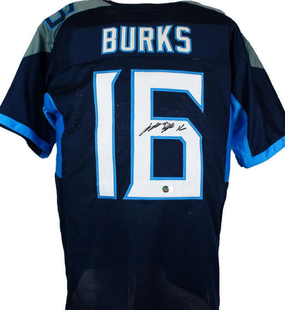Treylon Burks Autographed Blue Custom Football Jersey