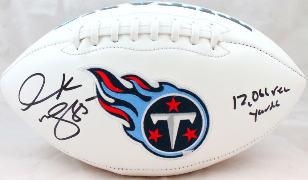 Derrick Mason Signed Tennessee Titans Logo Football with Inscription