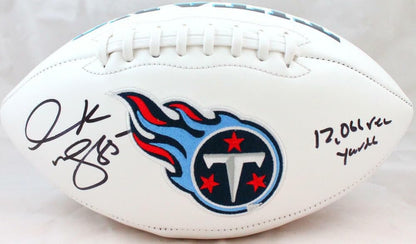 Derrick Mason Signed Tennessee Titans Logo Football with Inscription