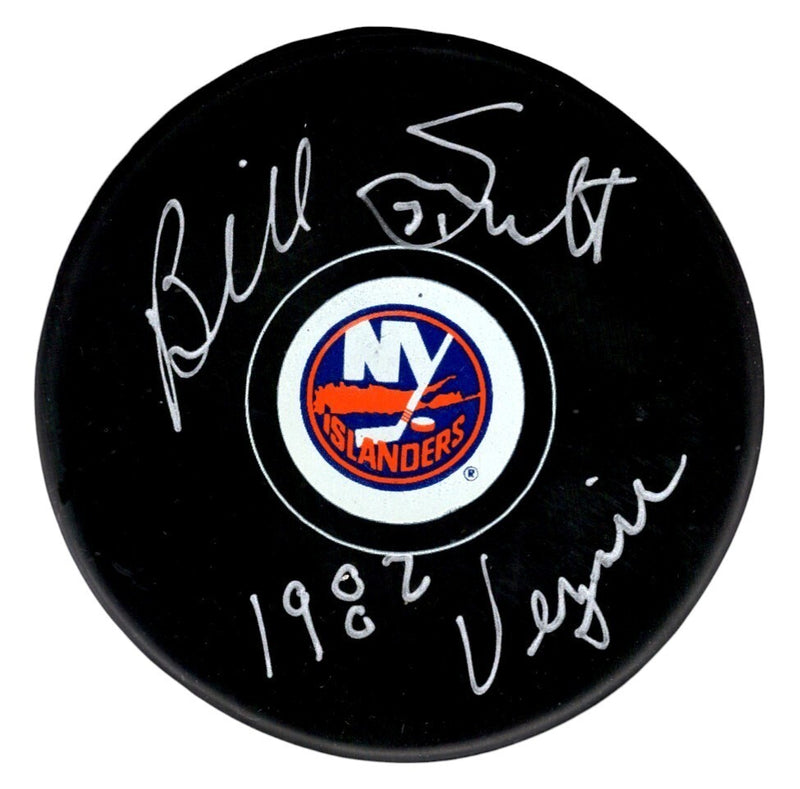 Billy Smith Signed New York Islanders Logo Hockey Puck - PSA COA
