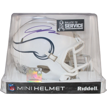 Jordan Addison Autographed Minnesota Vikings 2024 Salute to Service Mini Helmet