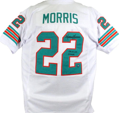 Mercury Morris Signed White Custom Jersey - SB Champs Inscription