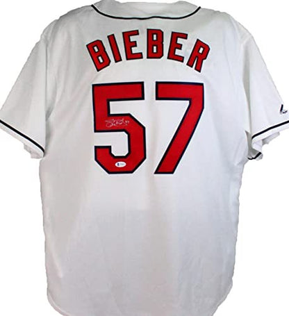 Shane Bieber Autographed Cleveland Indians White Majestic Jersey