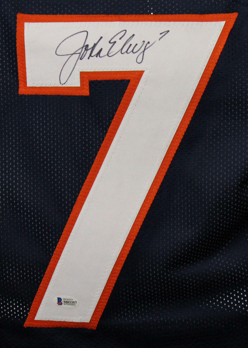 John Elway Autographed Denver Broncos Custom Blue Jersey (BAS)