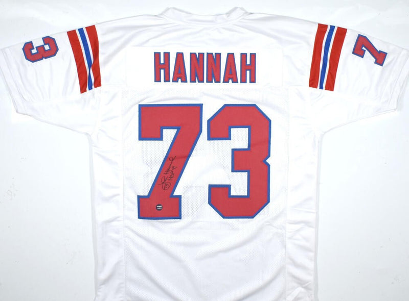 John Hannah Autographed White Custom Football Jersey (HOF Inscription)