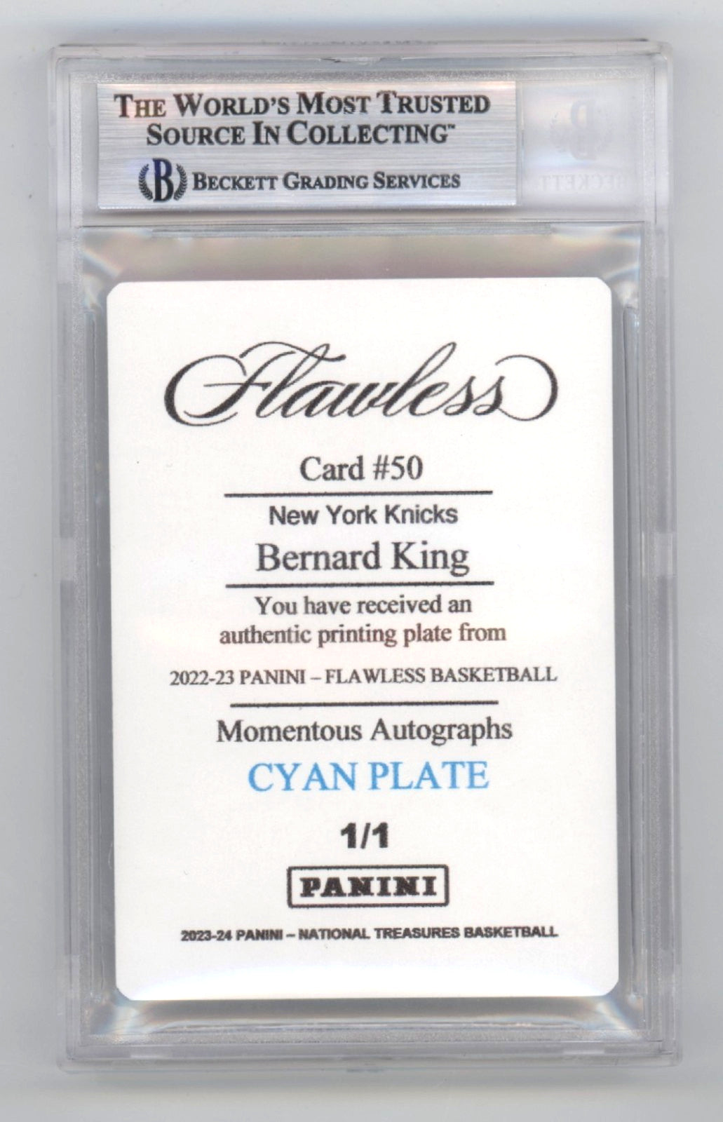 Bernard King Signed Panini Flawless 1/1 Printing Plate Card