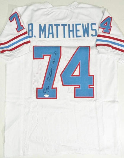 Bruce Matthews Signed White Custom Jersey (HOF)