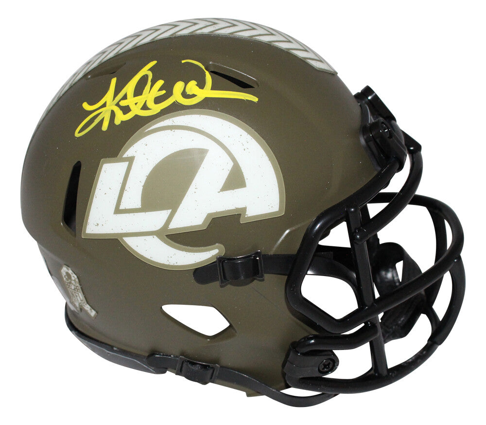 Kurt Warner Signed St. Louis Rams Salute to Service Mini Helmet