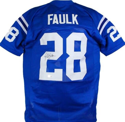 Marshall Faulk Autographed Blue Custom Football Jersey