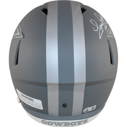Drew Pearson, Roger Staubach & Tony Dorsett Signed Cowboys Slate Full Size Helmet
