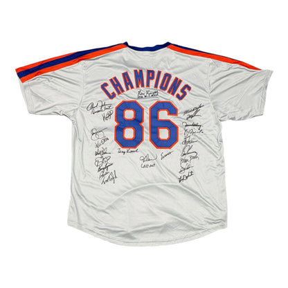 1986 New York Mets Team Signed Multi-Autograph Custom Jersey (23 Signatures)