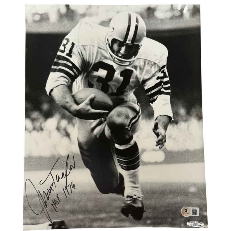 Jim Taylor Signed Green Bay Packers 11x14 B&W Photo (HOF 1976)