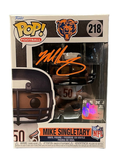Mike Singletary Signed Chicago Bears Funko Pop Vinyl Figure Beckett BAS