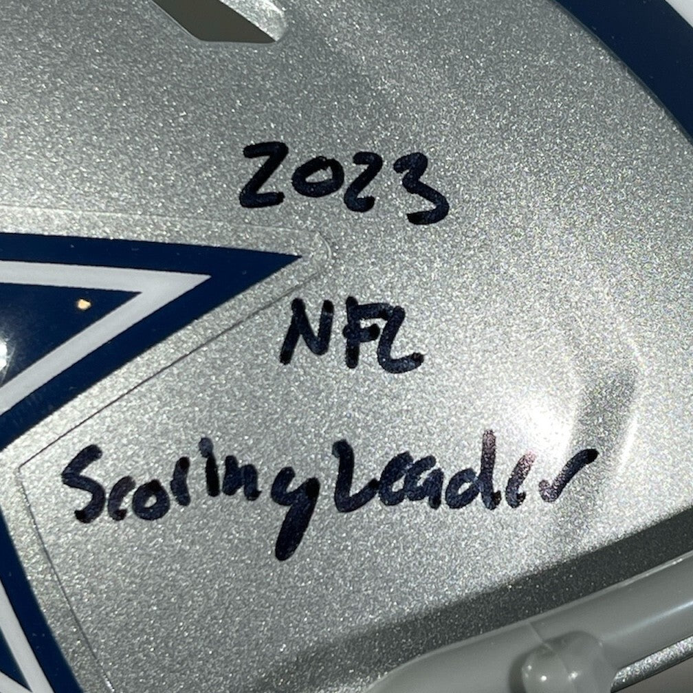 Brandon Aubrey Signed Dallas Cowboys Mini Helmet (Scoring Leader)