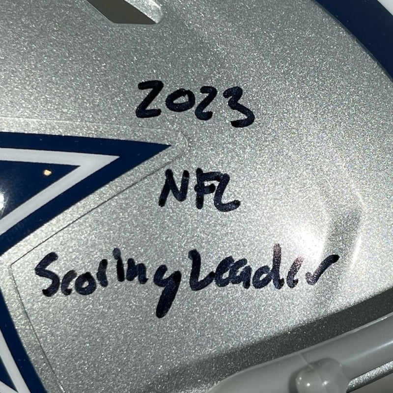 Brandon Aubrey Signed Dallas Cowboys Mini Helmet (Scoring Leader)