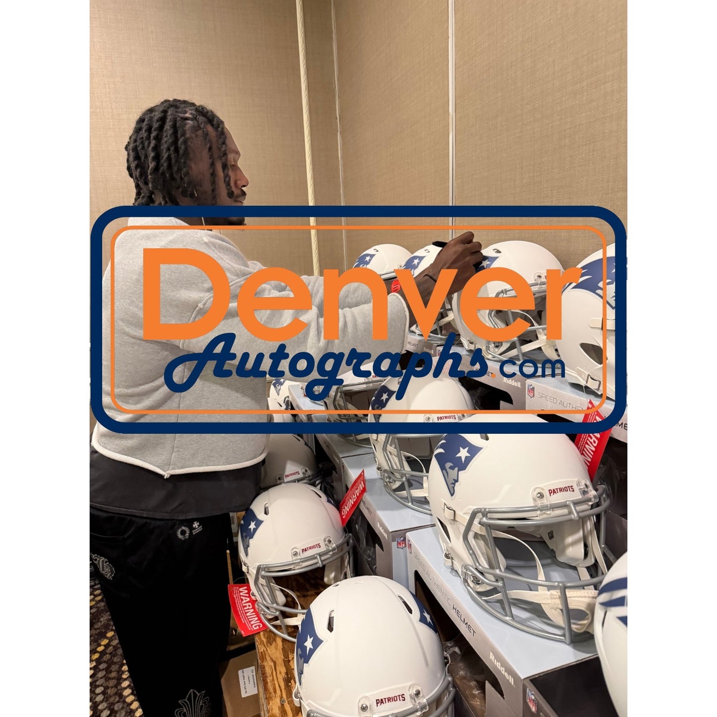 AJ Brown Autographed New England Patriots Full Size Rivalries Helmet
