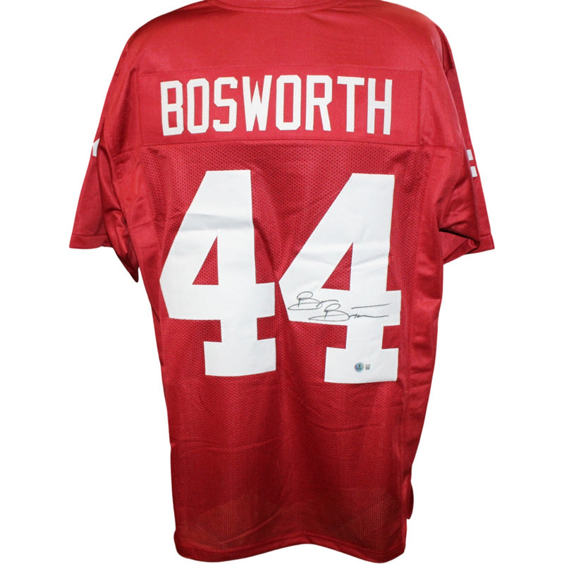 Brian Bosworth Autographed Red College Style Football Jersey (Beckett Witness)