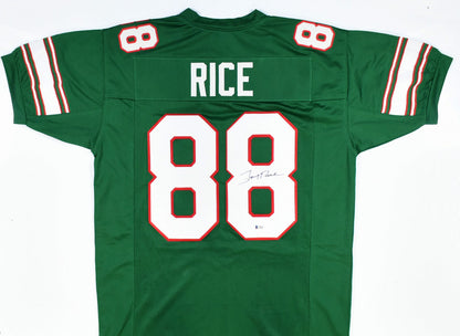 Jerry Rice Signed Mississippi Valley State Green College Jersey