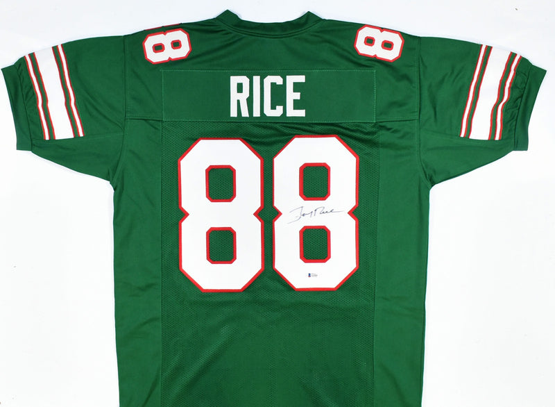 Jerry Rice Signed Mississippi Valley State Green College Jersey
