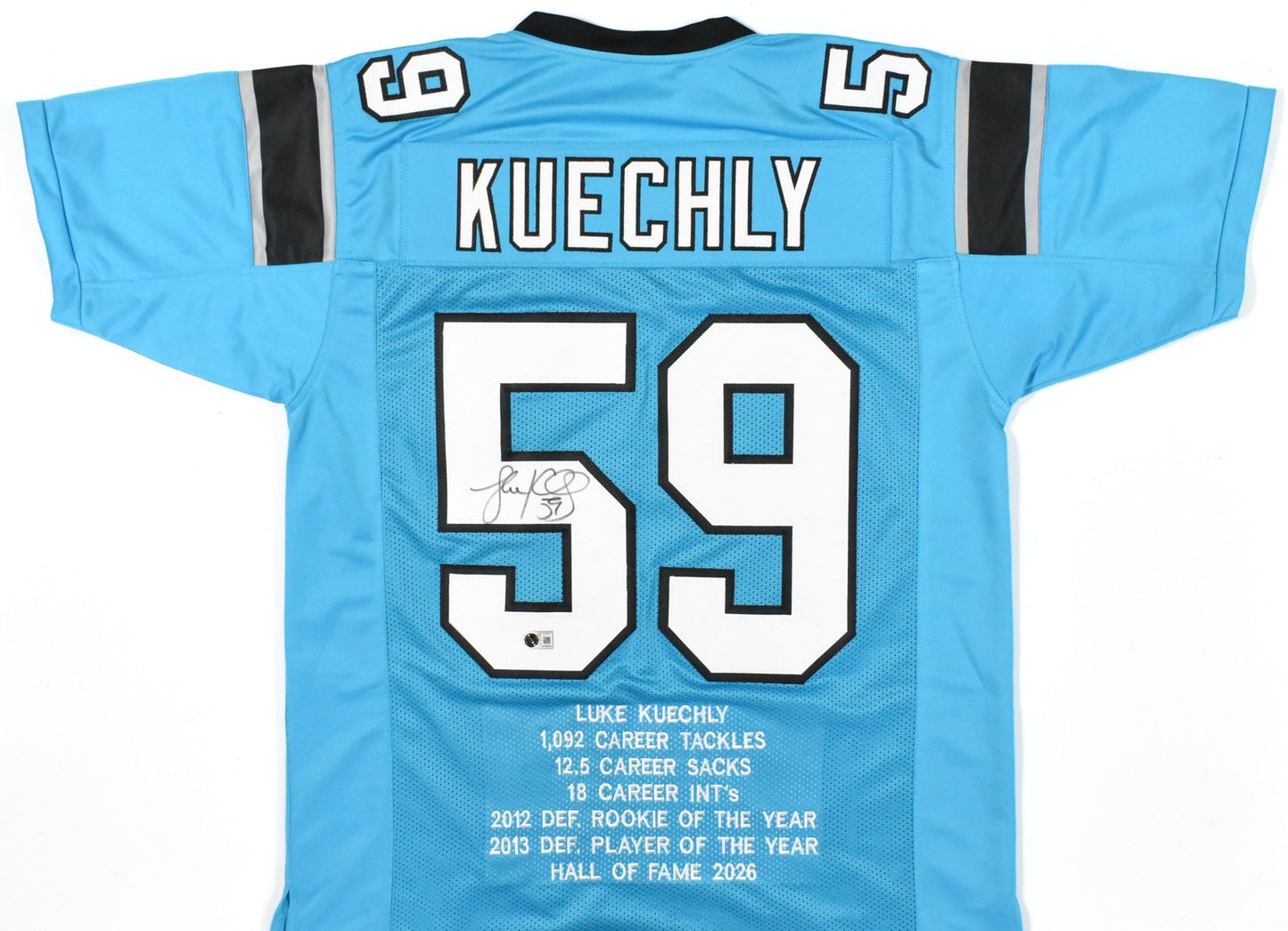 Luke Kuechly Signed Carolina Panthers Custom Blue Stat Jersey
