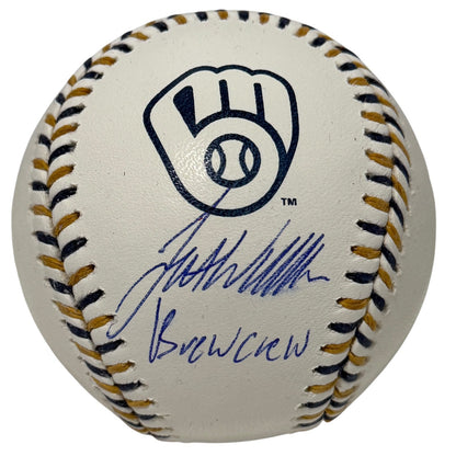 Jett Williams Signed Milwaukee Brewers Logo Baseball JSA COA