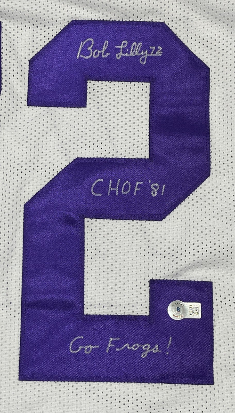 Bob Lilly Signed TCU Custom Jersey with 2 Inscriptions