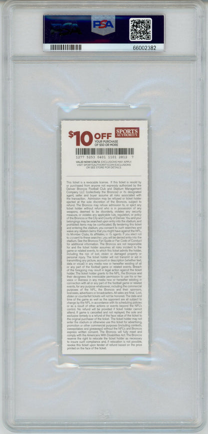 Von Miller Signed NFL Debut Ticket 9/12/2011 PSA Grade 9 Auto 10