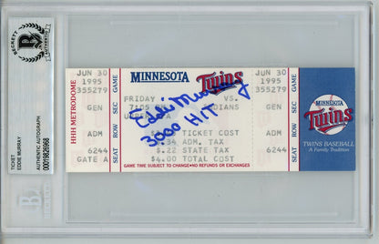 Eddie Murray Signed Baltimore Orioles 1995 3000 Hits Slabbed Ticket