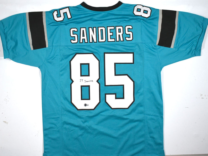 Ja'Tavion Sanders Autographed Teal Custom Football Jersey