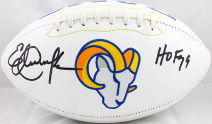 Eric Dickerson Signed Los Angeles Rams Logo Football Inscribed HOF 99