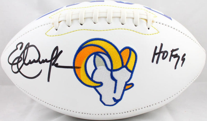 Eric Dickerson Signed Los Angeles Rams Logo Football Inscribed HOF 99