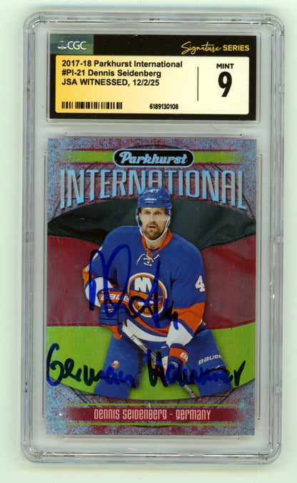 Dennis Seidenberg Signed 2017-18 Parkhurst International Card - CGC 9 Auto