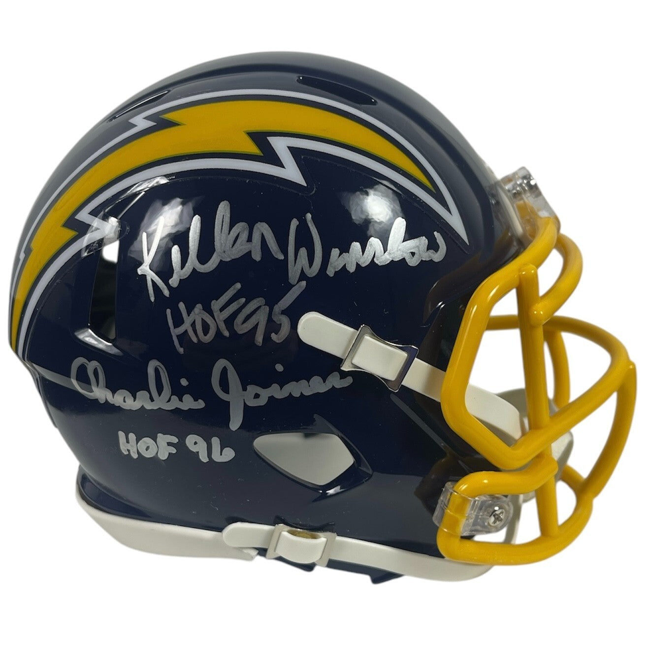 Kellen Winslow & Charlie Joiner Autographed Chargers Throwback Mini Helmet