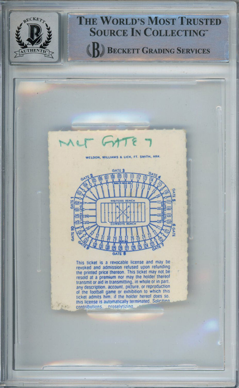 Tony Dorsett Signed 11/20/1983 Cowboys vs. Chiefs Ticket Stub Beckett Slab