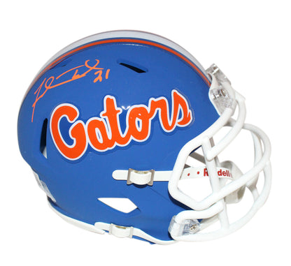 Fred Taylor Autographed Florida Gators Blue Speed Mini Helmet Beckett BAS