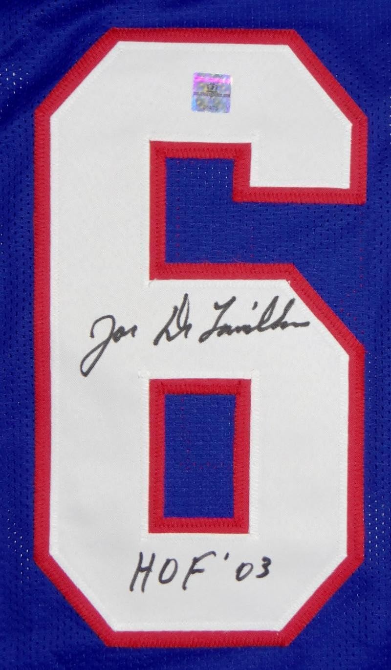 Joe DeLamelleure Signed Blue Custom Jersey - HOF 03 Inscribed
