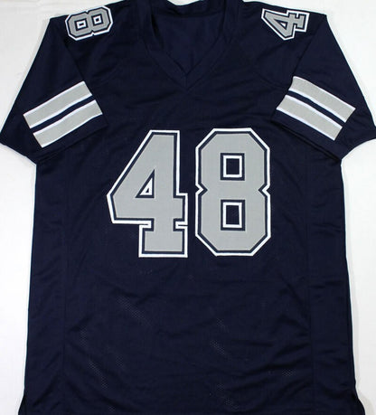 Daryl Johnston Autographed Blue and Grey Custom Jersey