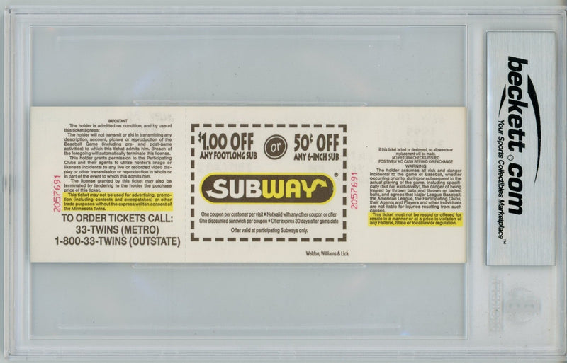 Eddie Murray Signed Baltimore Orioles 1995 3000 Hits Slabbed Ticket
