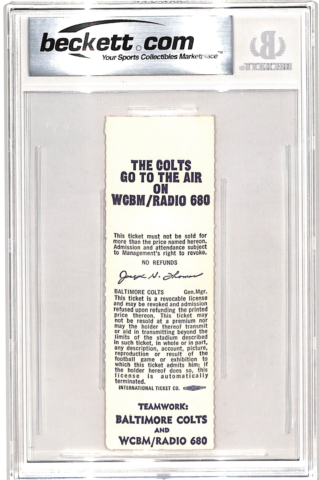 OJ Simpson Signed 11/25/73 Ticket Stub "2003 yds" Grade 10 Beckett