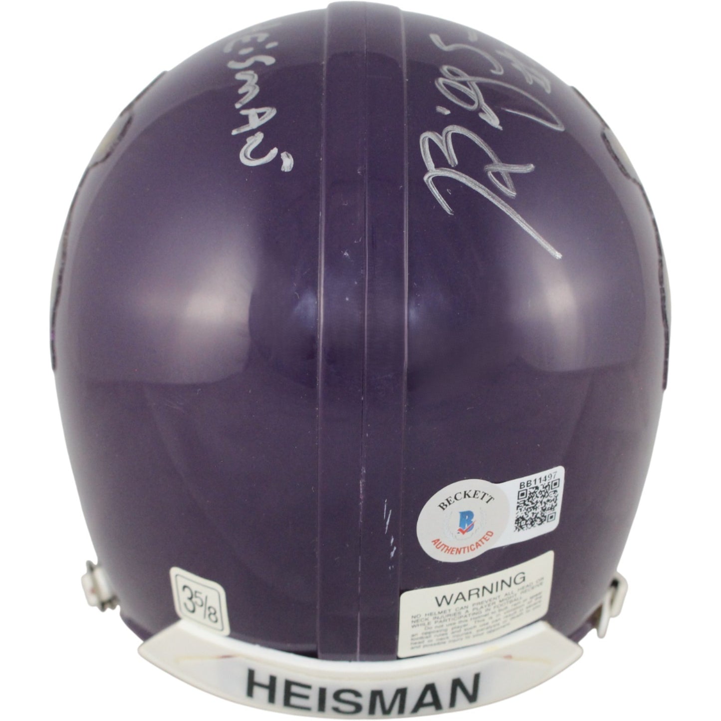 Billy Simms Signed Heisman Purple Mini Helmet (BAS COA)