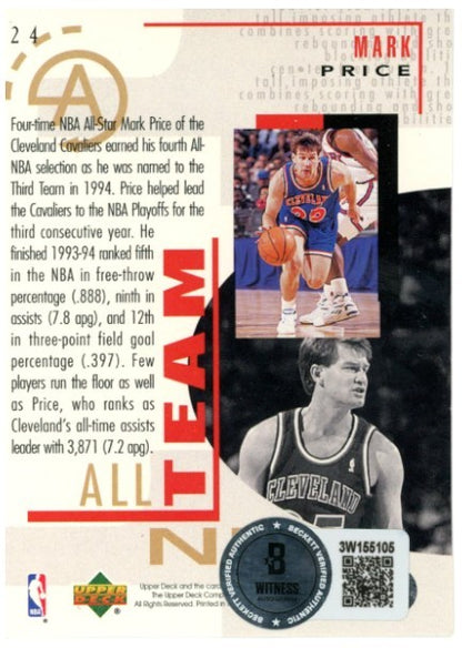Mark Price Signed Cleveland Cavaliers 1994 Upper Deck Trading Card (BAS)