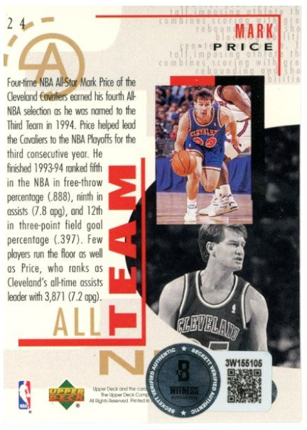 Mark Price Signed Cleveland Cavaliers 1994 Upper Deck Trading Card (BAS)