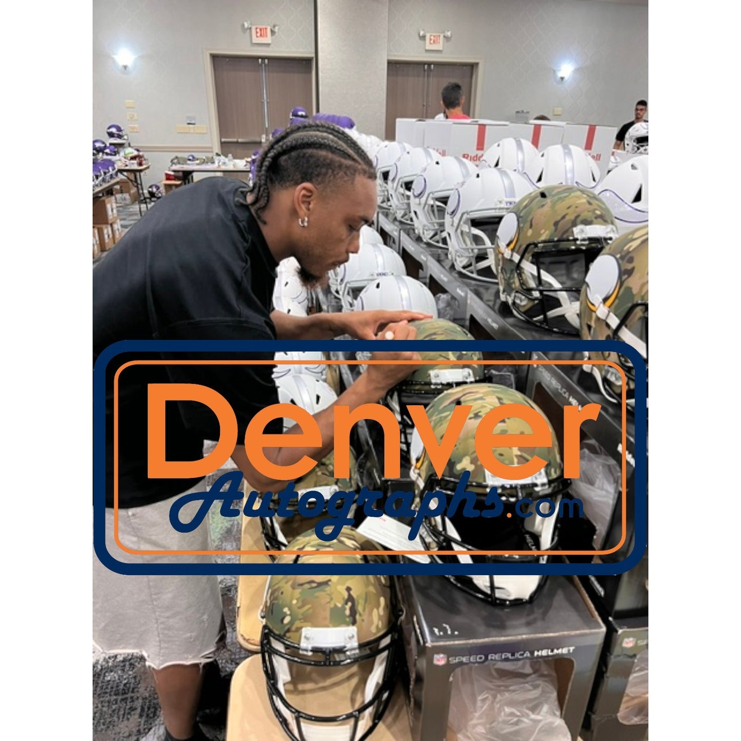 Justin Jefferson Autographed Minnesota Vikings Full Size Camo Helmet