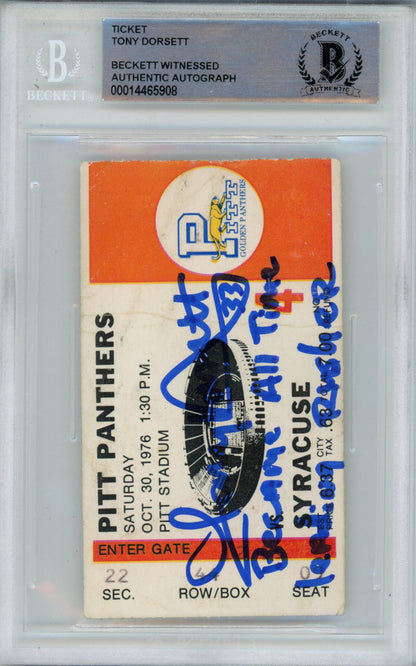 Tony Dorsett Signed 10/30/1976 Ticket Stub "All Time Rusher" Inscribed BAS