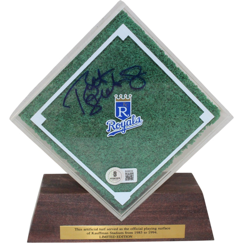 Bret Saberhagen Signed Kansas City Royals Kauffman Stadium Turf Display